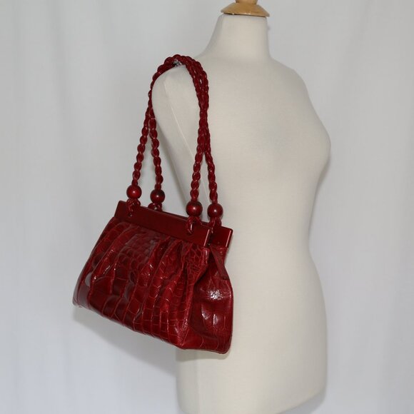 Near Mint Authentic genuine glazed Suarez alligator belly skin bag Made in Italy - Picture 1 of 14